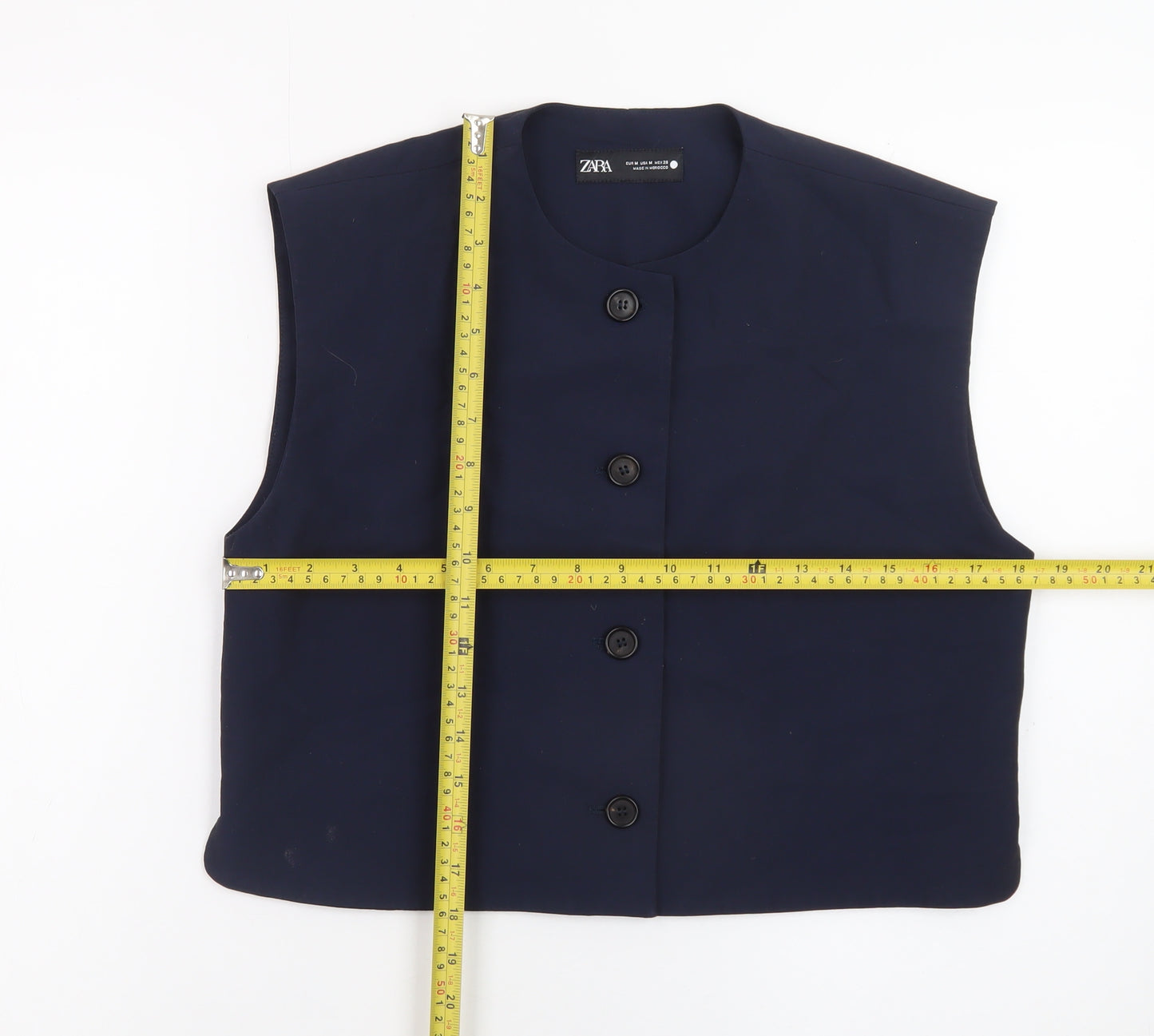 Zara Women's Blue Sleeveless Cropped Button Blouse Size 12