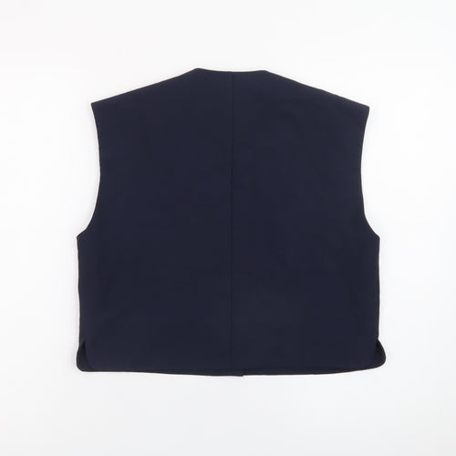 Zara Women's Blue Sleeveless Cropped Button Blouse Size 12