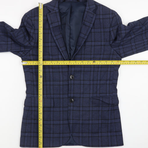 Next Teens Blue Check Blazer Size 4 Regular Fit Lined Jacket