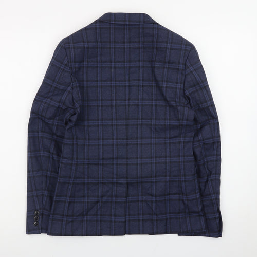 Next Teens Blue Check Blazer Size 4 Regular Fit Lined Jacket