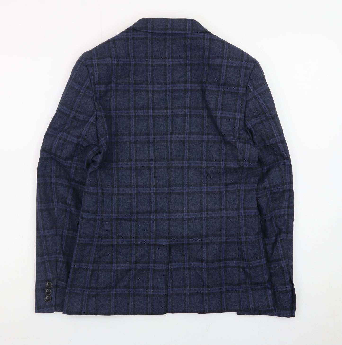 Next Teens Blue Check Blazer Size 4 Regular Fit Lined Jacket