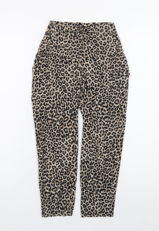Mint Velvet Women’s Beige Animal Print High Rise Ankle Leggings S