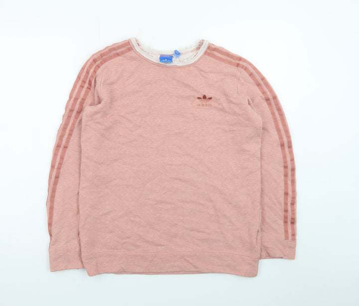 Adidas Womens Pink Crew Neck Long Sleeve Pullover Sweatshirt UK 8