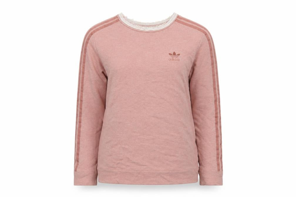 Front view of Adidas women’s pink crew neck long sleeve pullover sweatshirt uk 8