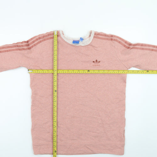 Adidas Womens Pink Crew Neck Long Sleeve Pullover Sweatshirt UK 8