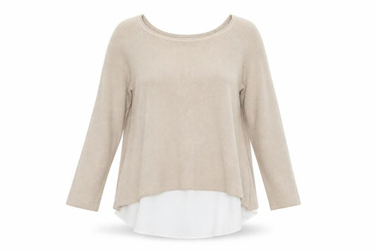 Front view of Marks & Spencer women’s beige, size UK 12, jumper