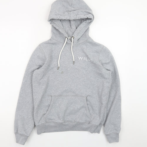 Jack Wills Women's Grey Pullover Hoodie UK 12 with Logo Print