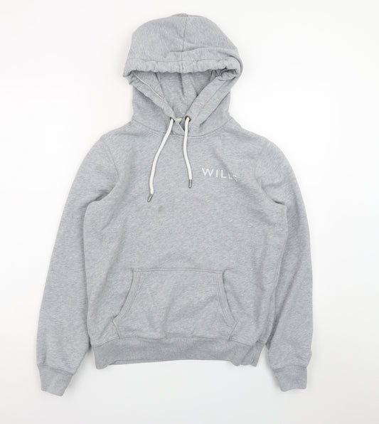 Jack Wills Women's Grey Pullover Hoodie UK 12 with Logo Print