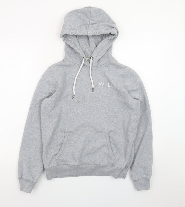 Jack Wills Women's Grey Pullover Hoodie UK 12 with Logo Print