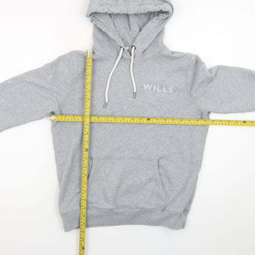 Jack Wills Women's Grey Pullover Hoodie UK 12 with Logo Print