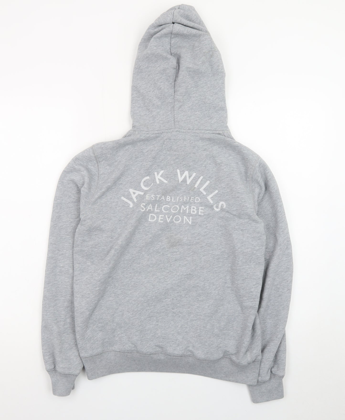 Jack Wills Women's Grey Pullover Hoodie UK 12 with Logo Print