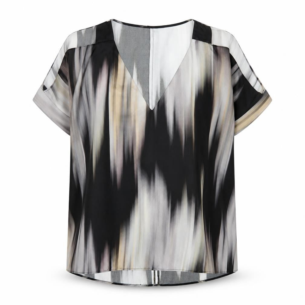 Front view of River Island Women’s Multicoloured V-Neck Tunic Blouse, size UK 16