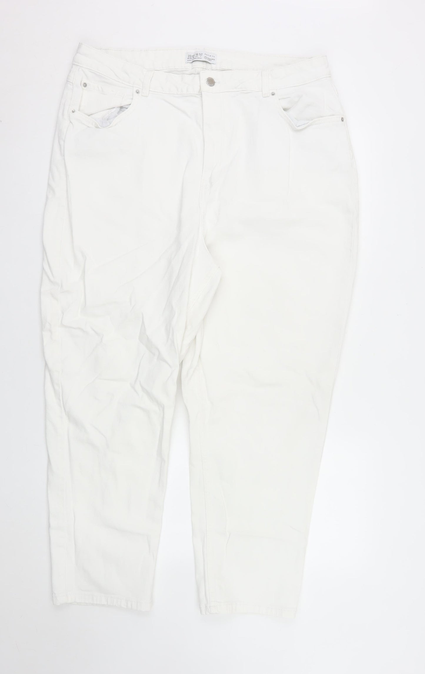 Primark Womens White Size 20 Straight Leg Denim Jeans