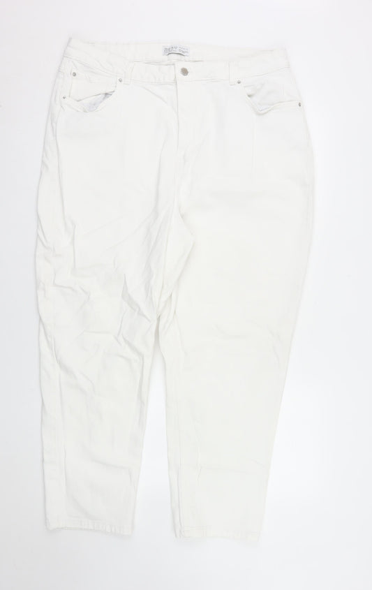 Primark Womens White Size 20 Straight Leg Denim Jeans