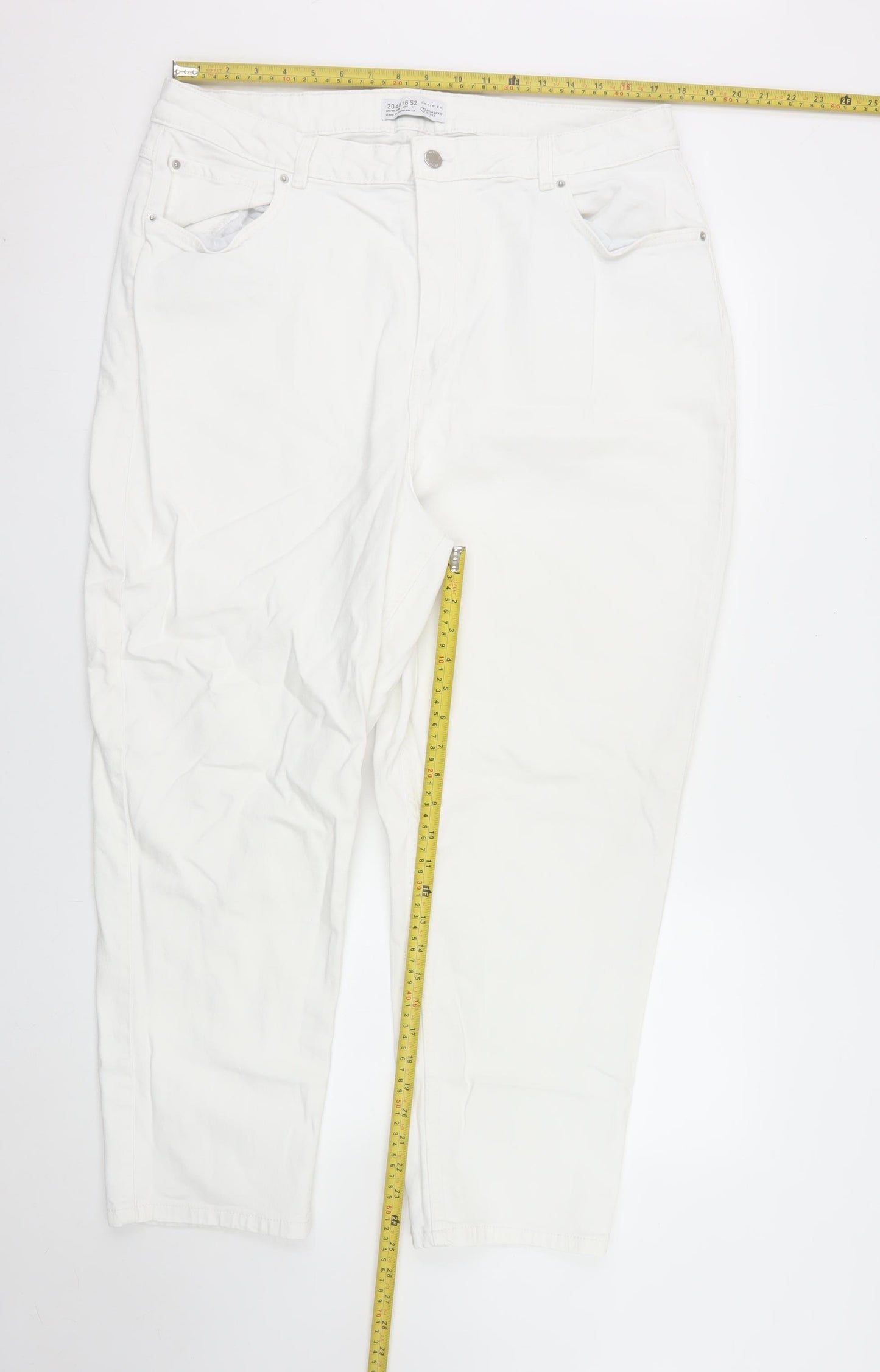 Primark Womens White Size 20 Straight Leg Denim Jeans