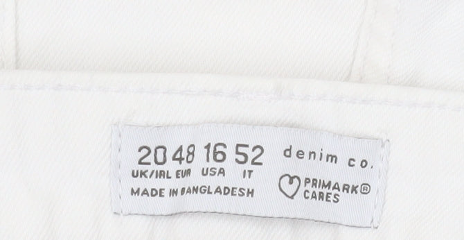 Primark Womens White Size 20 Straight Leg Denim Jeans