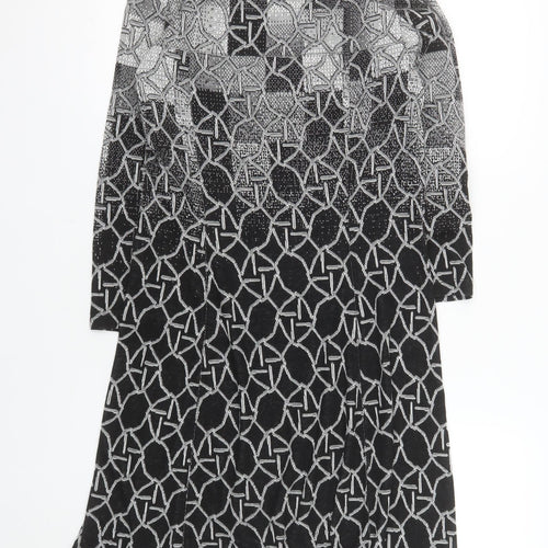Dolcezza Women Black Geometric Shift Dress Size S 3/4 Sleeve V-Neck
