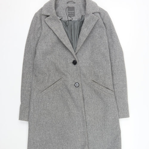 Primark Women's Grey Wool Blend Mid-Length Overcoat Size 8