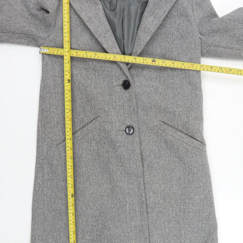 Primark Women's Grey Wool Blend Mid-Length Overcoat Size 8