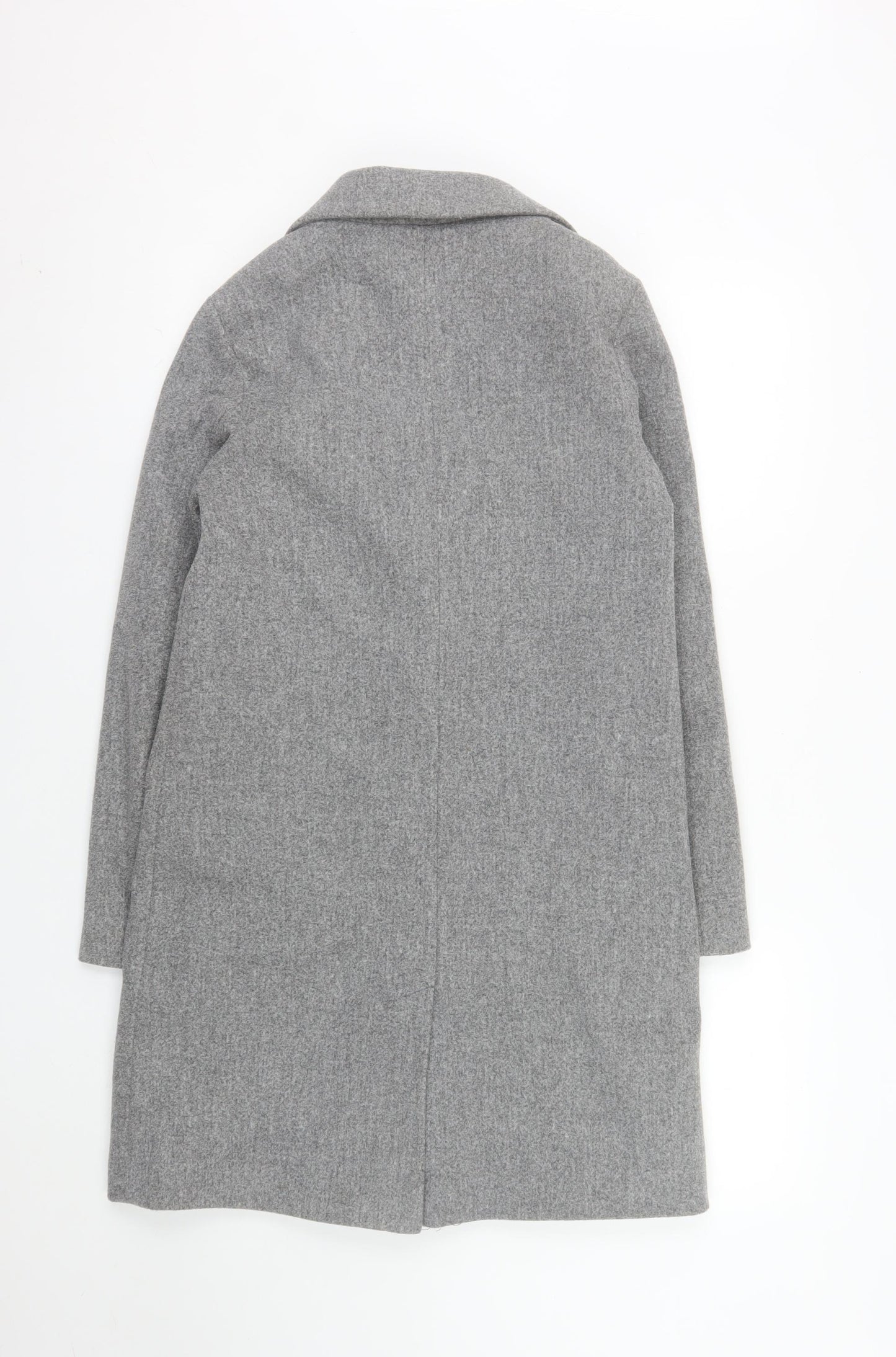 Primark Women's Grey Wool Blend Mid-Length Overcoat Size 8