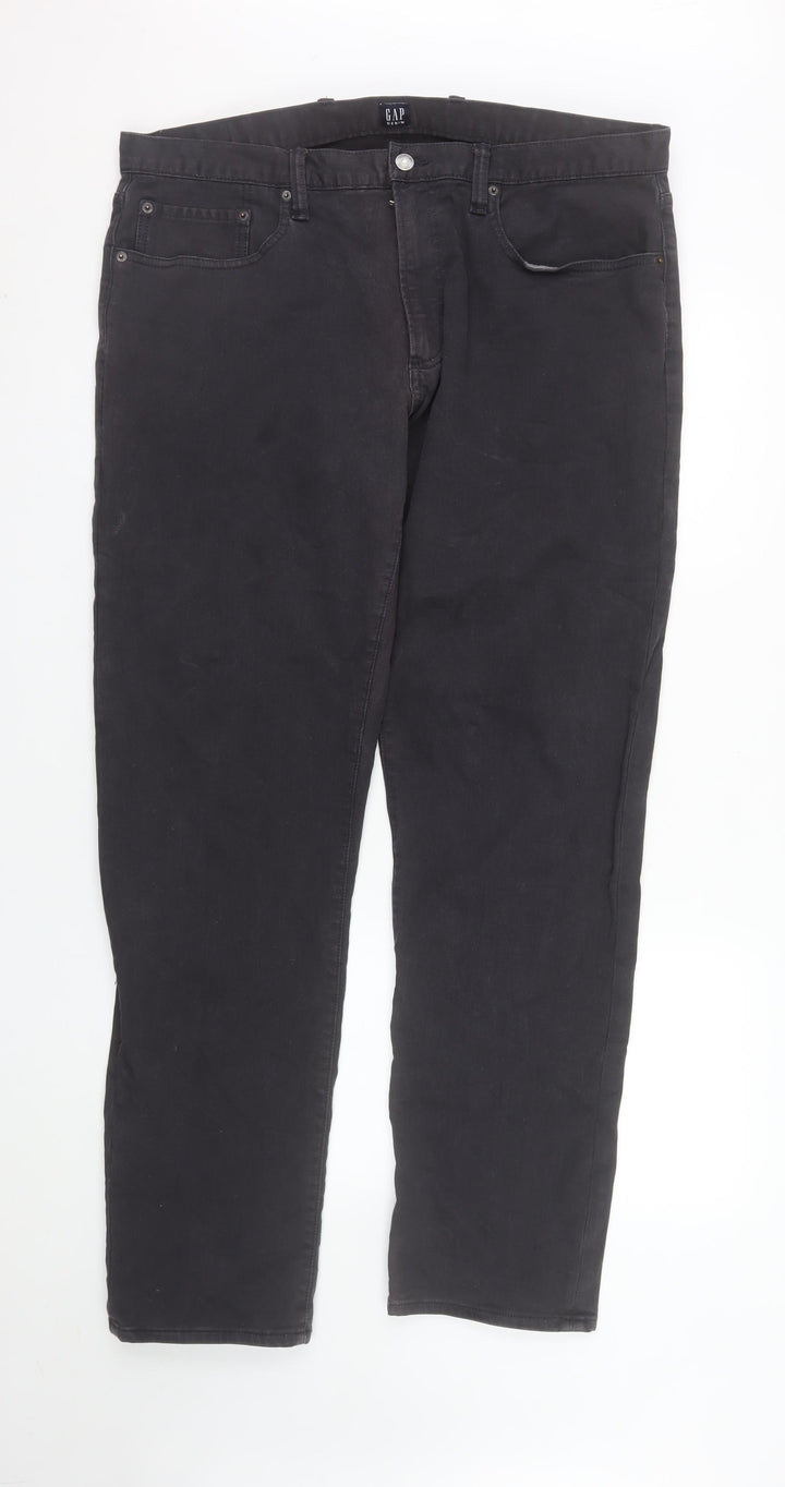 GAP Men's Black 36x32 Straight Fit Stretch Denim Jeans