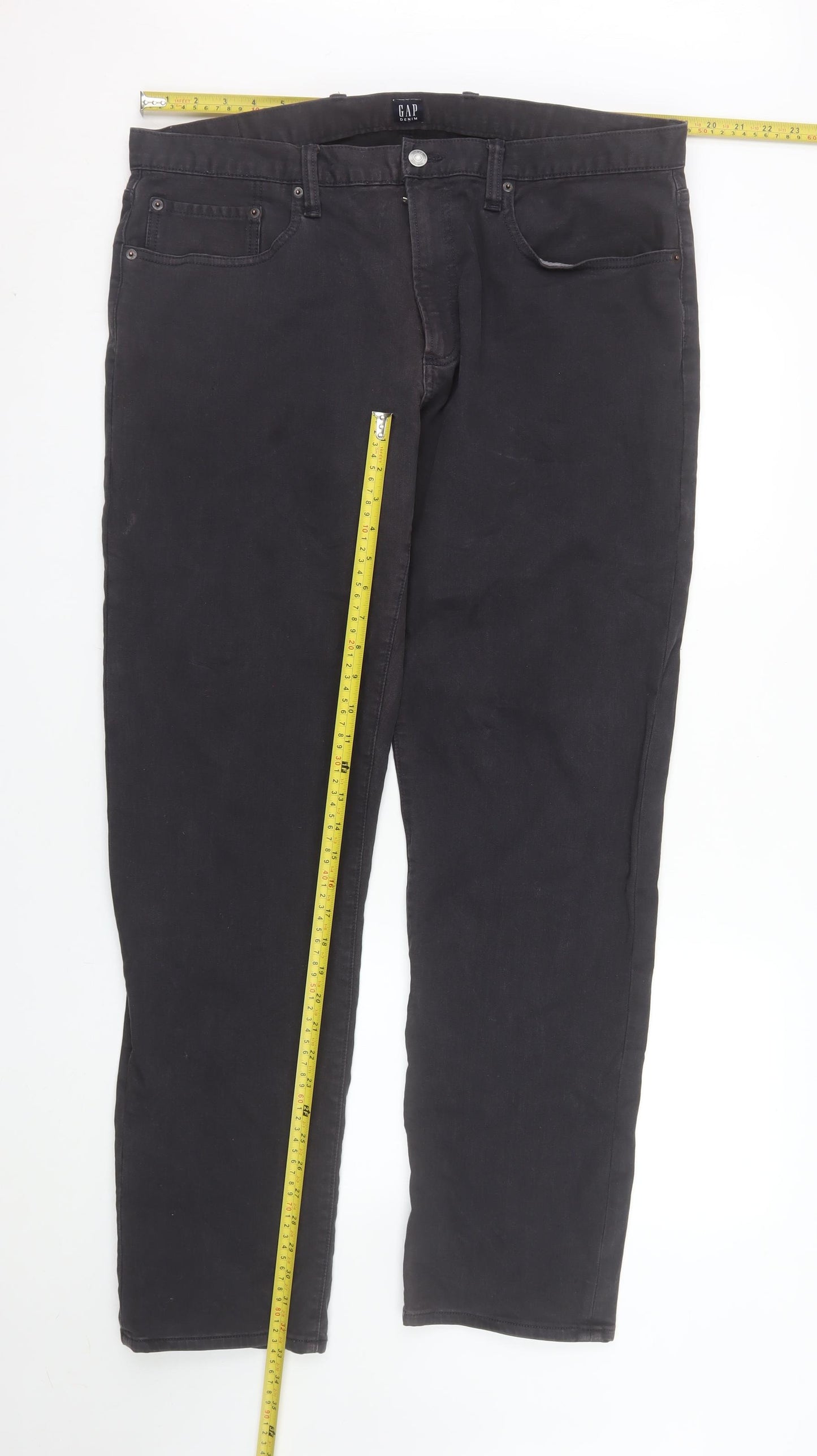 GAP Men's Black 36x32 Straight Fit Stretch Denim Jeans
