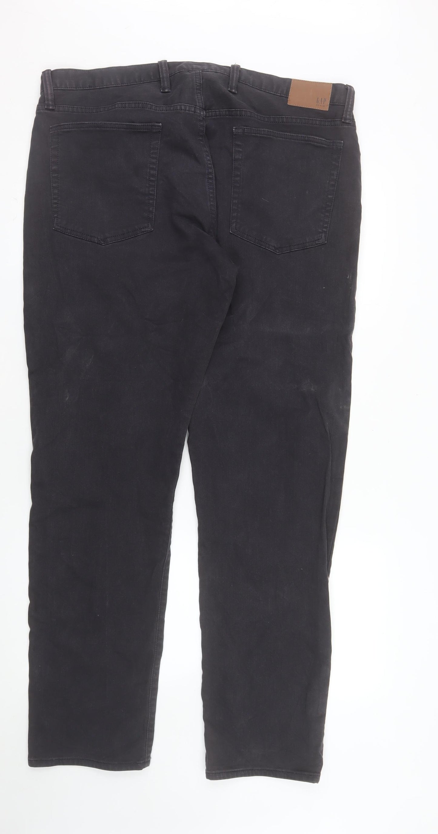 GAP Men's Black 36x32 Straight Fit Stretch Denim Jeans