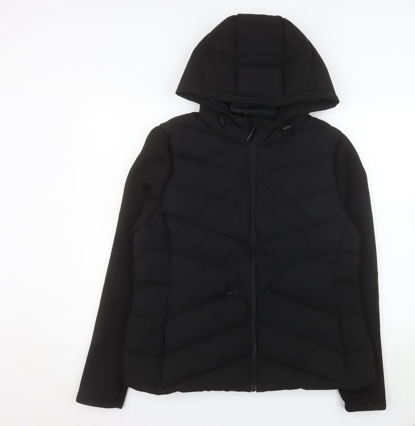 Primark Men's Black L Hooded Puffer Jacket Polyester Lined