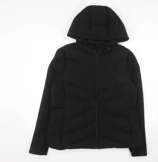 Primark Men's Black L Hooded Puffer Jacket Polyester Lined