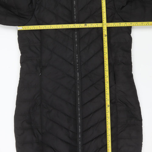 Regatta Women's Black Long Puffer Coat Hooded Faux Fur Size 16