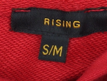 Rising Women Red Cropped Hooded Full Zip Jacket S