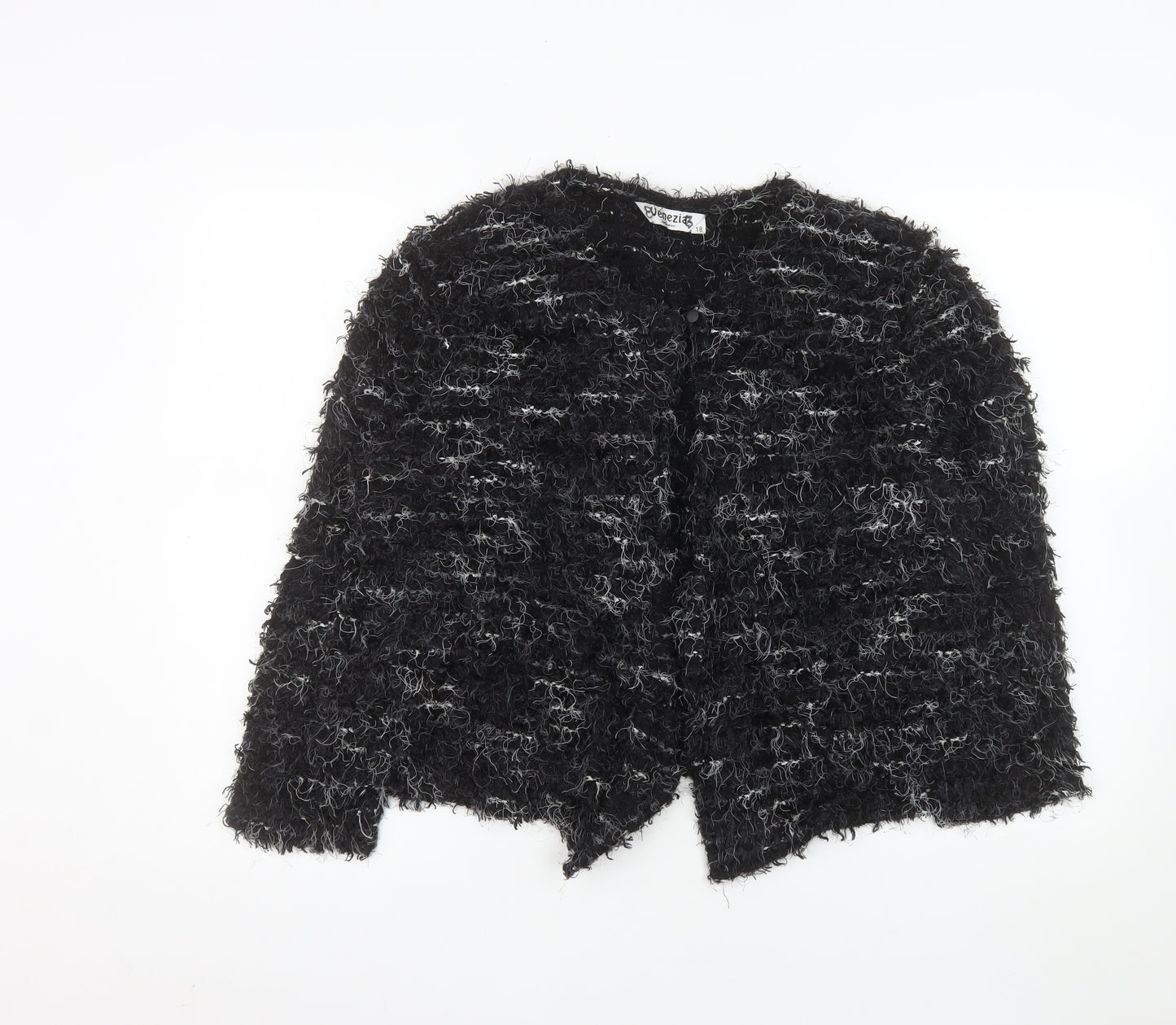 Venezia Exclusive Women's Black Size 18 Textured Cardigan
