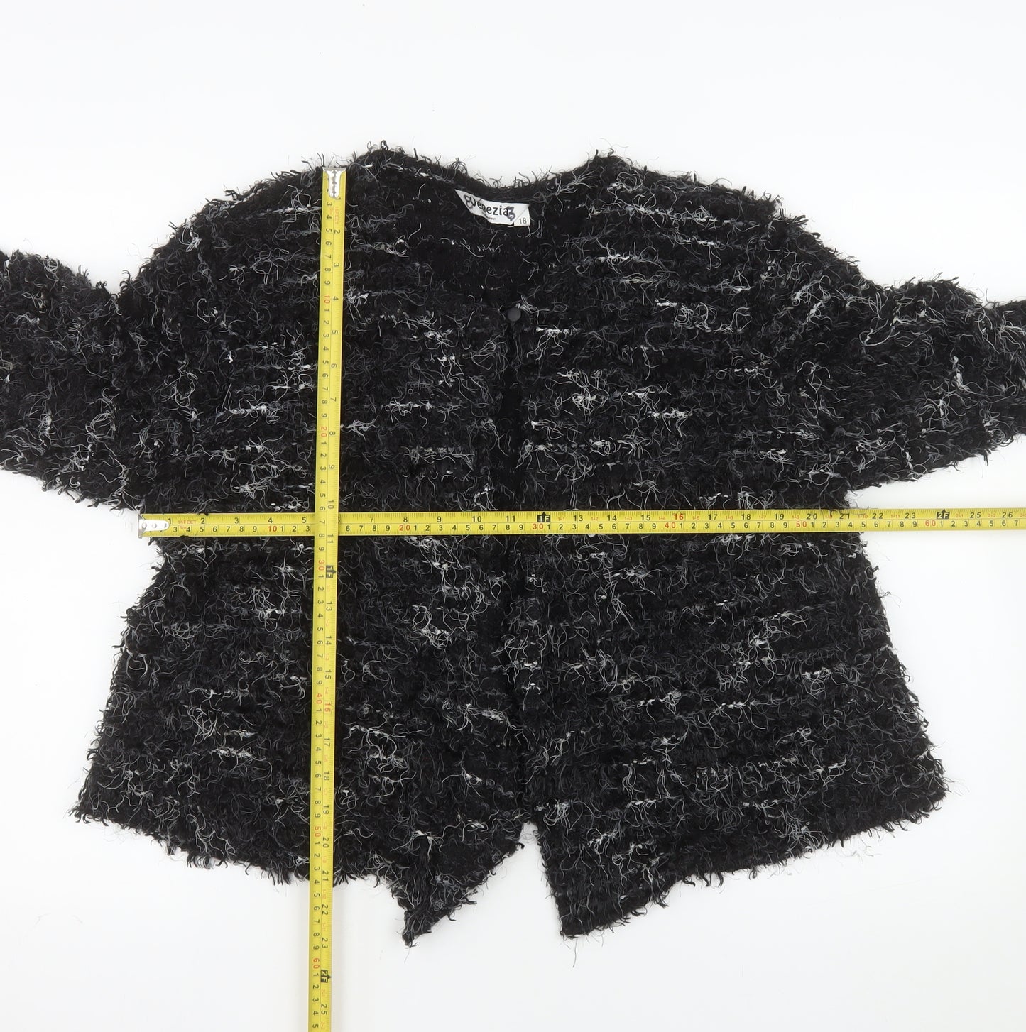 Venezia Exclusive Women's Black Size 18 Textured Cardigan