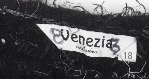 Venezia Exclusive Women's Black Size 18 Textured Cardigan