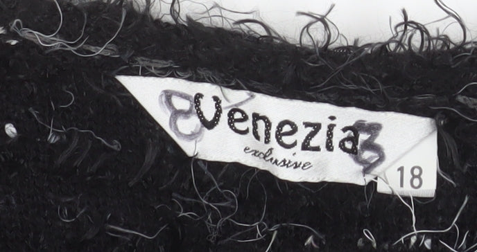 Venezia Exclusive Women's Black Size 18 Textured Cardigan