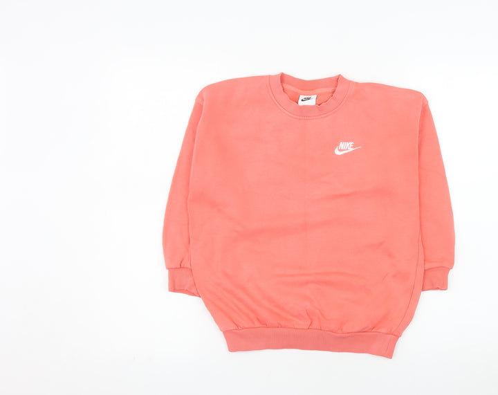 Nike Girls Pink Crew Neck Pullover Sweatshirt Size S 128-137cm