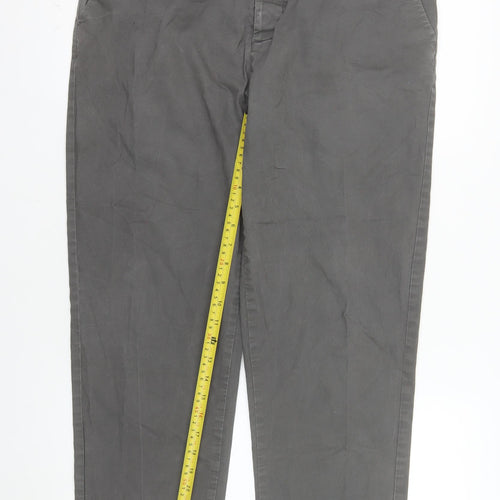 Denim Co Men's Grey Chino Straight Fit Trousers W36 L30
