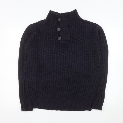 Albert J. Malloy Men’s Blue Chunky Knit Henley Jumper L