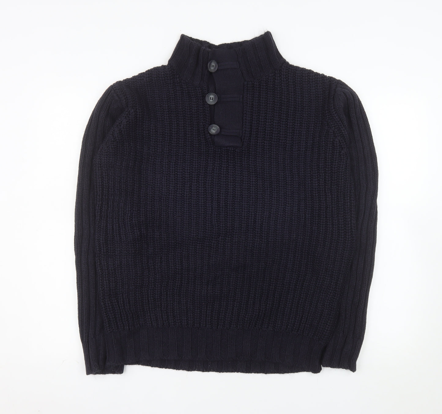Albert J. Malloy Men’s Blue Chunky Knit Henley Jumper L