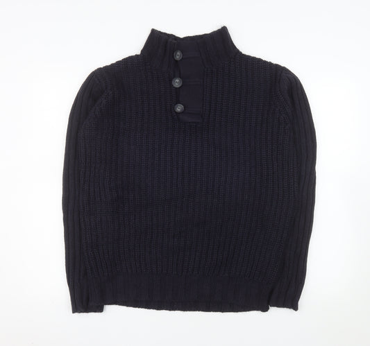 Albert J. Malloy Men’s Blue Chunky Knit Henley Jumper L