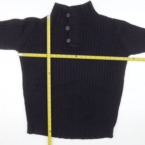 Albert J. Malloy Men’s Blue Chunky Knit Henley Jumper L