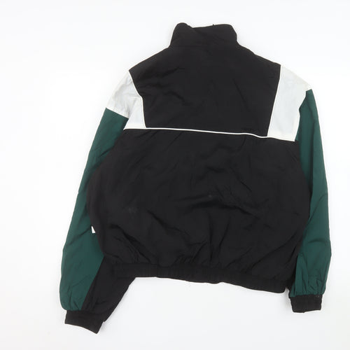 Bershka Men's Black Green White Bomber Jacket XS Retro 90s Style