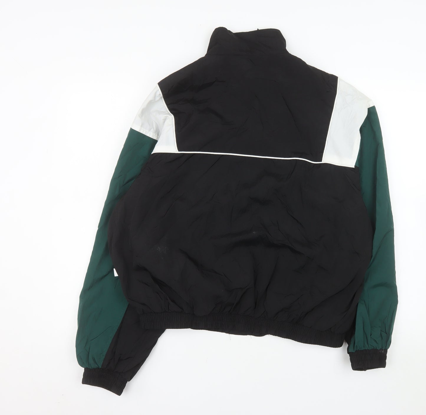 Bershka Men's Black Green White Bomber Jacket XS Retro 90s Style