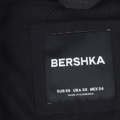 Bershka Men's Black Green White Bomber Jacket XS Retro 90s Style