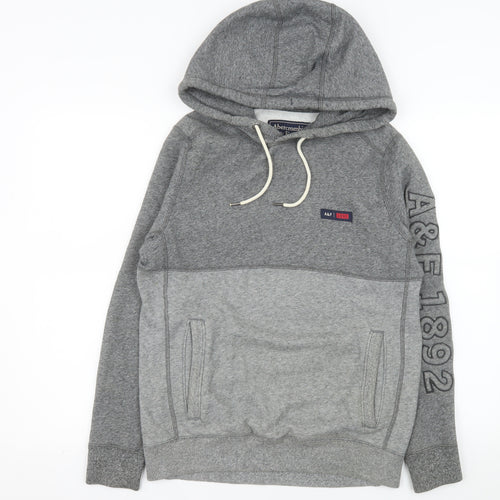 Abercrombie & Fitch Mens Grey XS Pullover Hoodie Logo Fleece