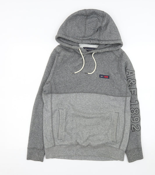 Abercrombie & Fitch Mens Grey XS Pullover Hoodie Logo Fleece