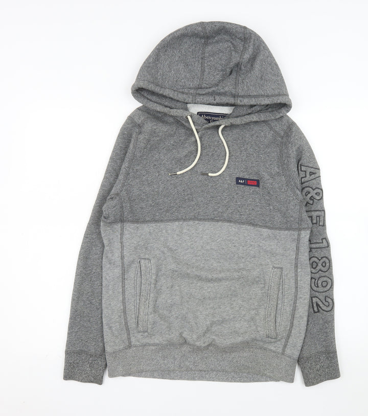 Abercrombie & Fitch Mens Grey XS Pullover Hoodie Logo Fleece