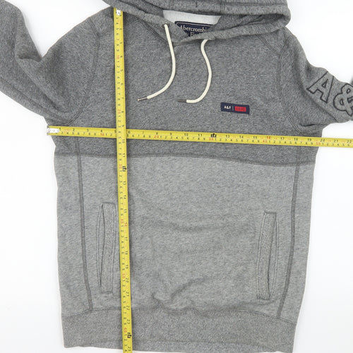 Abercrombie & Fitch Mens Grey XS Pullover Hoodie Logo Fleece