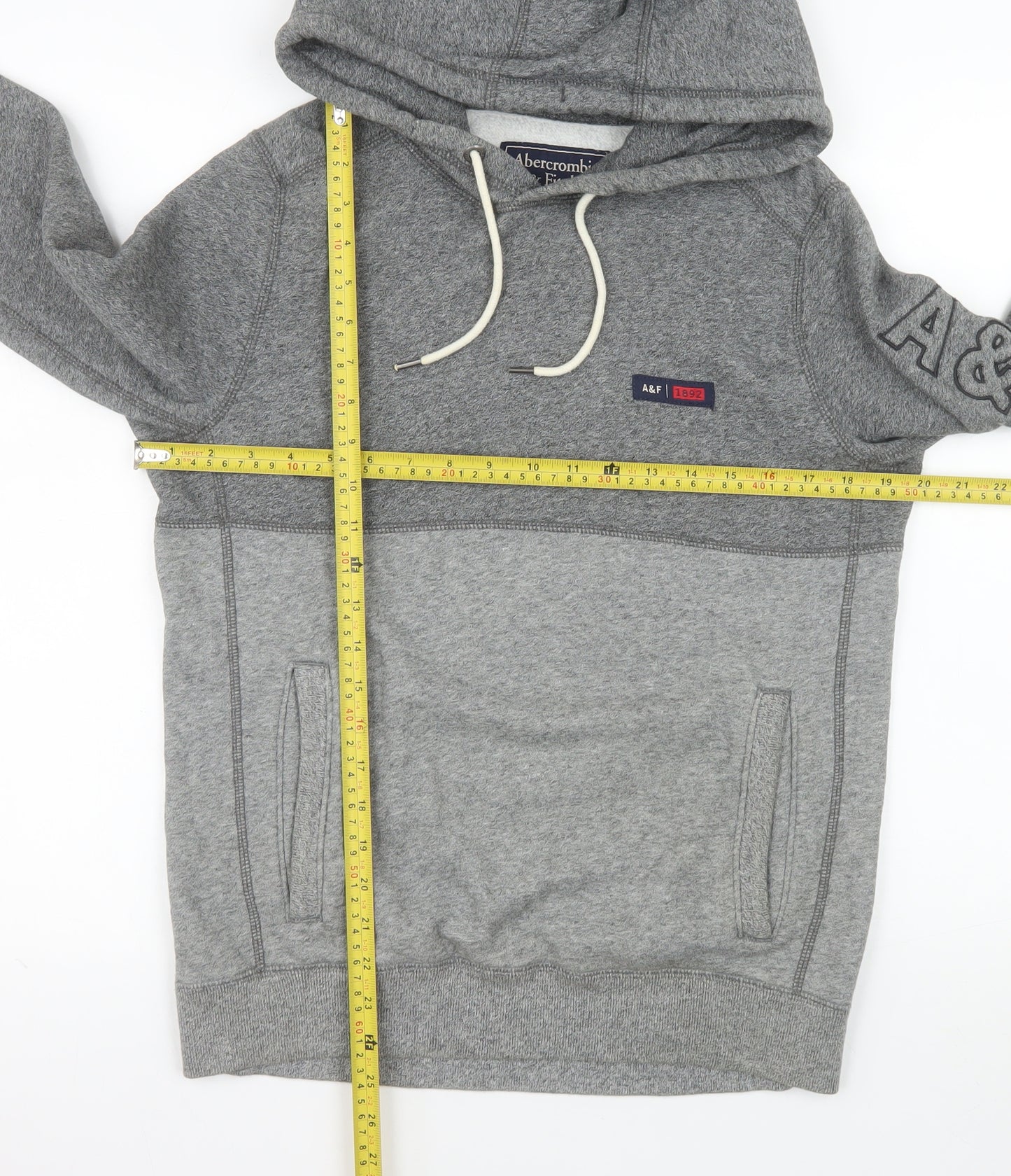 Abercrombie & Fitch Mens Grey XS Pullover Hoodie Logo Fleece