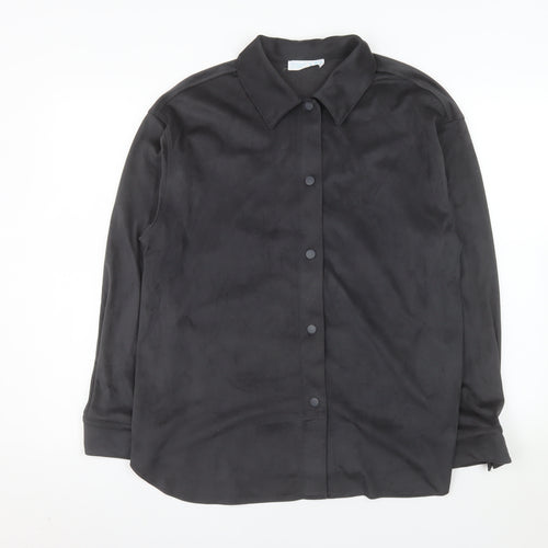 Primark Women’s Black Suede Feel Button-Up Shirt Size S 10-12